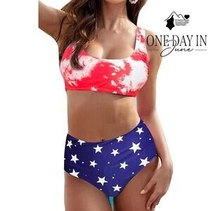 Adisputent High Waist Crop Bikini Swimsuit Size L